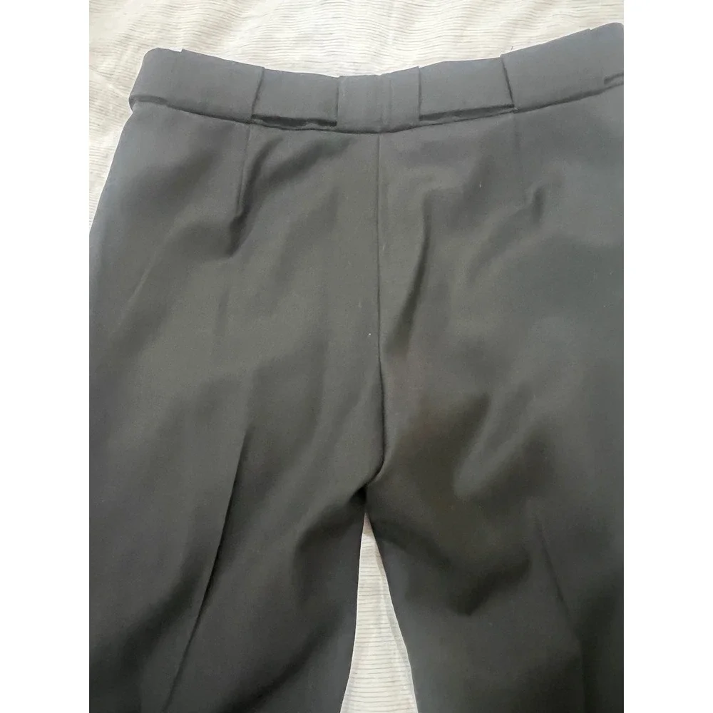 Tory Burch Black Wool Blend Cuffed Trousers Silver Logo Ring Detail Size 6